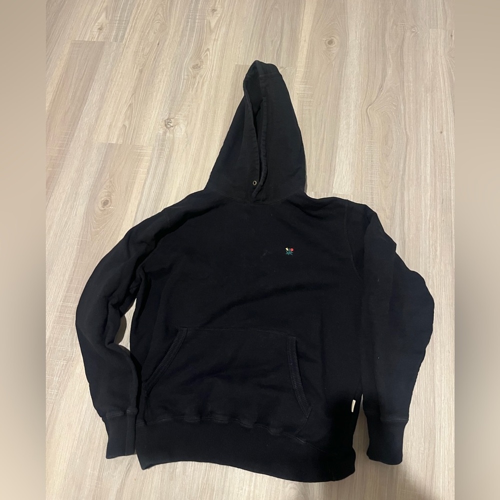 Aime Leon dore Black Hoodie with Small Embroidered Rose